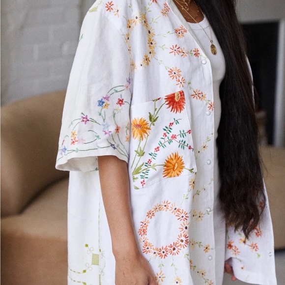 UPCYCLED DALLAS UNISEX CUBAN LINEN SHIRT - Picture 2 of 2